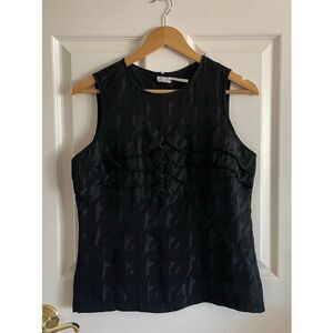 Leon Max Sleeveless Black Textured Top Size 4 (Small)